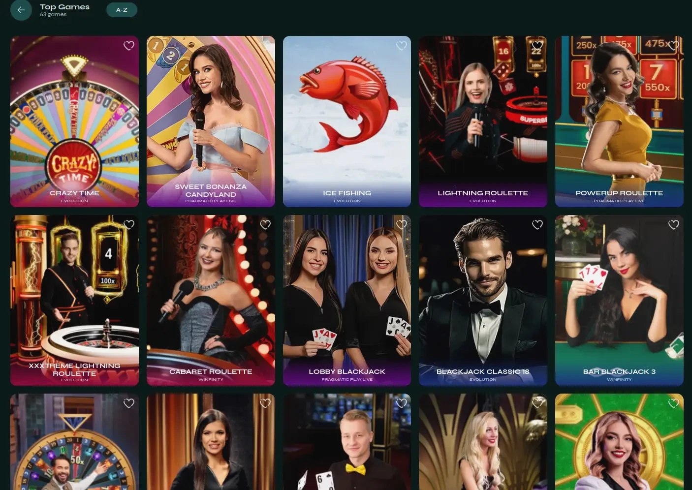 Interfaccia mobile di Limitless Casino con slot e giochi live